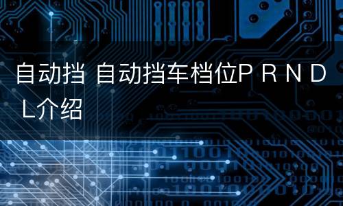 自动挡 自动挡车档位P R N D L介绍