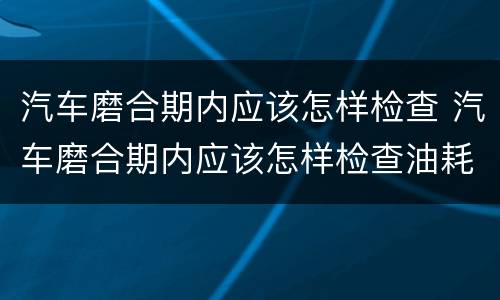 汽车磨合期内应该怎样检查 汽车磨合期内应该怎样检查油耗