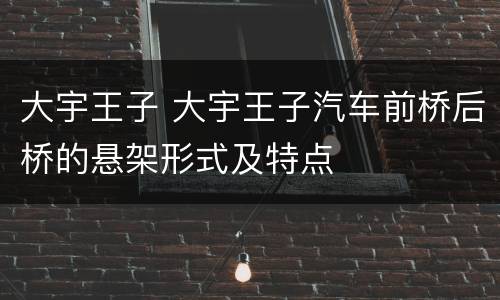 大宇王子 大宇王子汽车前桥后桥的悬架形式及特点
