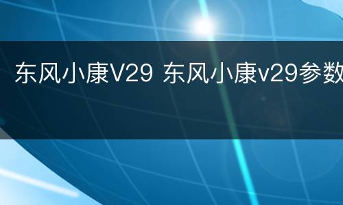 东风小康V29 东风小康v29参数