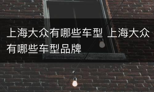 上海大众有哪些车型 上海大众有哪些车型品牌