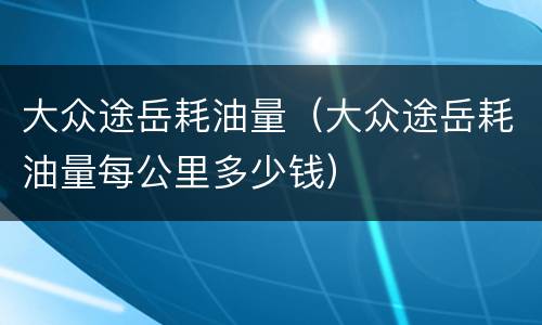大众途岳耗油量（大众途岳耗油量每公里多少钱）
