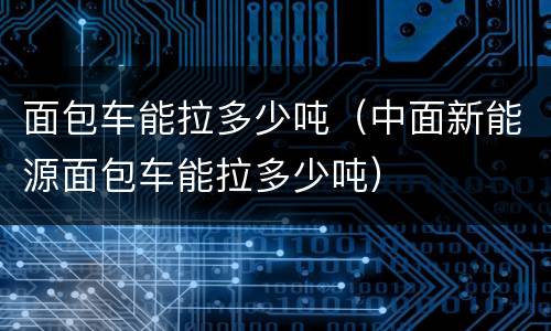面包车能拉多少吨（中面新能源面包车能拉多少吨）