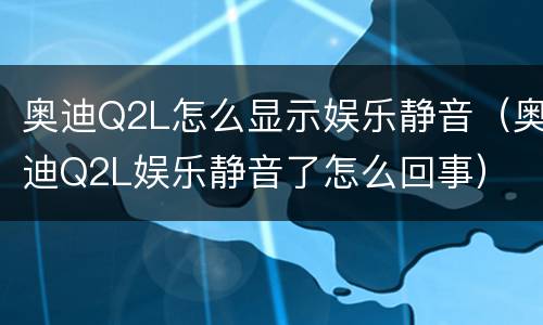 奥迪Q2L怎么显示娱乐静音（奥迪Q2L娱乐静音了怎么回事）