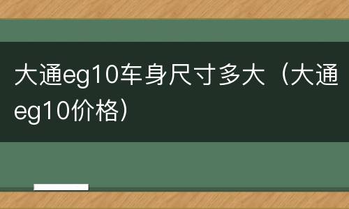 大通eg10车身尺寸多大（大通eg10价格）
