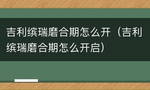 吉利缤瑞磨合期怎么开（吉利缤瑞磨合期怎么开启）