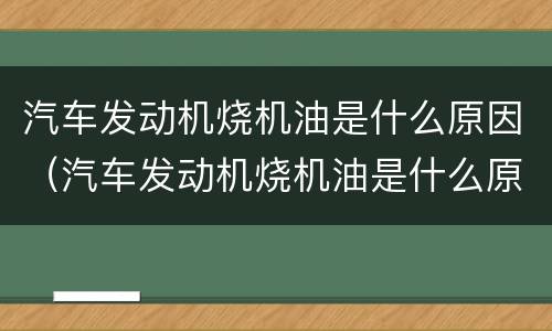 汽车发动机烧机油是什么原因（汽车发动机烧机油是什么原因引起的?）