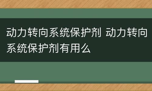 动力转向系统保护剂 动力转向系统保护剂有用么