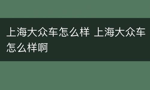 上海大众车怎么样 上海大众车怎么样啊