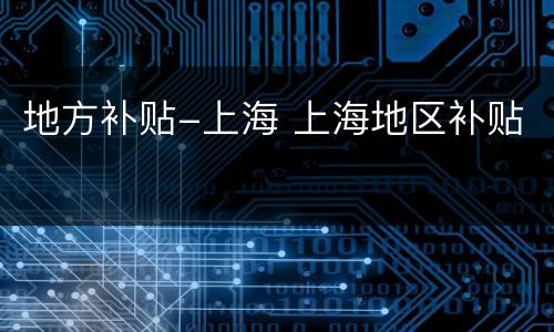 地方补贴-上海 上海地区补贴