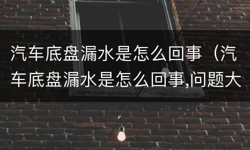 汽车底盘漏水是怎么回事（汽车底盘漏水是怎么回事,问题大吗）