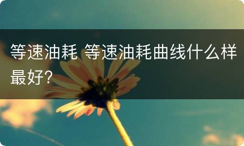 等速油耗 等速油耗曲线什么样最好?