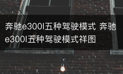 奔驰e300l五种驾驶模式 奔驰e300l五种驾驶模式祥图