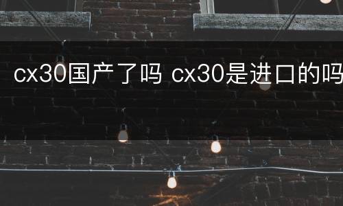 cx30国产了吗 cx30是进口的吗