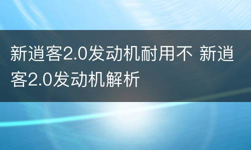 新逍客2.0发动机耐用不 新逍客2.0发动机解析