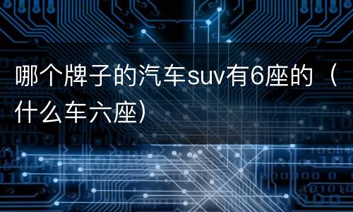 哪个牌子的汽车suv有6座的（什么车六座）