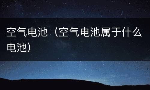 空气电池（空气电池属于什么电池）