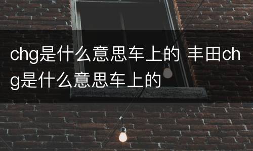 chg是什么意思车上的 丰田chg是什么意思车上的