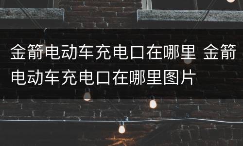 金箭电动车充电口在哪里 金箭电动车充电口在哪里图片