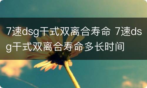 7速dsg干式双离合寿命 7速dsg干式双离合寿命多长时间