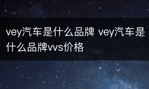 vey汽车是什么品牌 vey汽车是什么品牌vvs价格