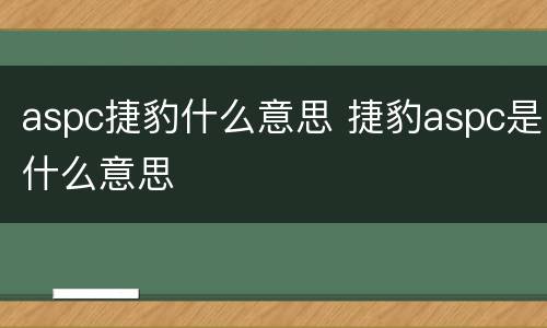 aspc捷豹什么意思 捷豹aspc是什么意思