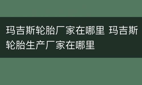 玛吉斯轮胎厂家在哪里 玛吉斯轮胎生产厂家在哪里