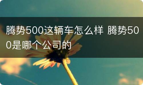 腾势500这辆车怎么样 腾势500是哪个公司的