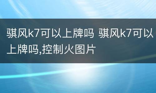 骐风k7可以上牌吗 骐风k7可以上牌吗,控制火图片