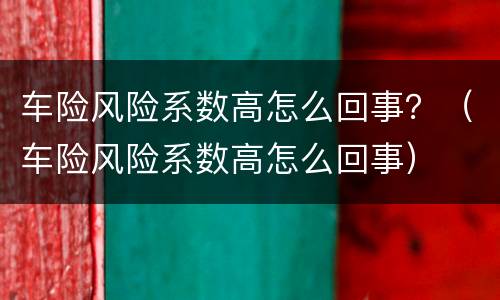 车险风险系数高怎么回事？（车险风险系数高怎么回事）