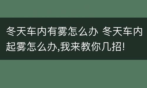 冬天车内有雾怎么办 冬天车内起雾怎么办,我来教你几招!
