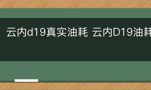 云内d19真实油耗 云内D19油耗