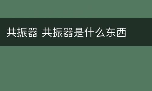 共振器 共振器是什么东西