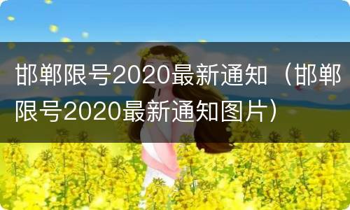 邯郸限号2020最新通知（邯郸限号2020最新通知图片）
