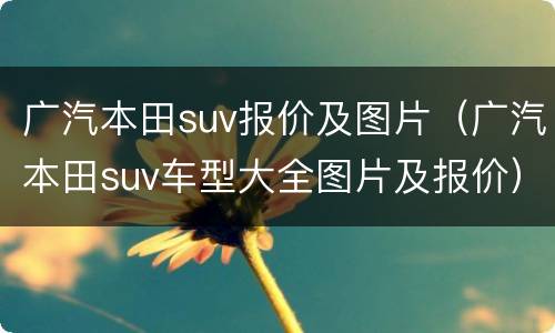 广汽本田suv报价及图片（广汽本田suv车型大全图片及报价）