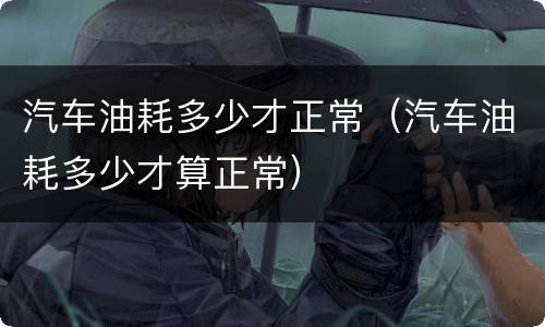 汽车油耗多少才正常（汽车油耗多少才算正常）
