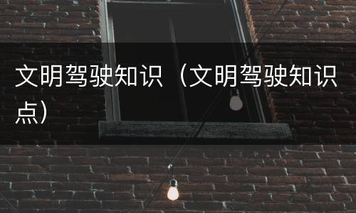 文明驾驶知识（文明驾驶知识点）