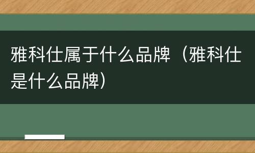 雅科仕属于什么品牌（雅科仕是什么品牌）