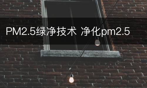 PM2.5绿净技术 净化pm2.5