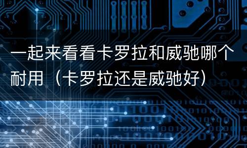 一起来看看卡罗拉和威驰哪个耐用（卡罗拉还是威驰好）