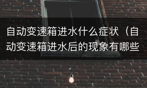 自动变速箱进水什么症状（自动变速箱进水后的现象有哪些）