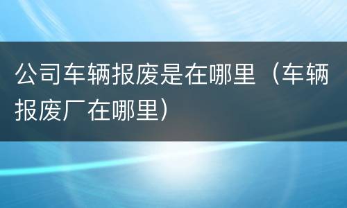 公司车辆报废是在哪里（车辆报废厂在哪里）