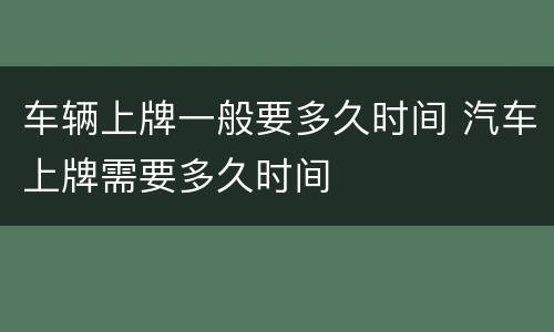 车辆上牌一般要多久时间 汽车上牌需要多久时间