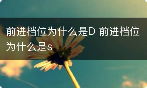 前进档位为什么是D 前进档位为什么是s