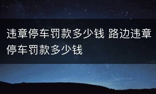 违章停车罚款多少钱 路边违章停车罚款多少钱