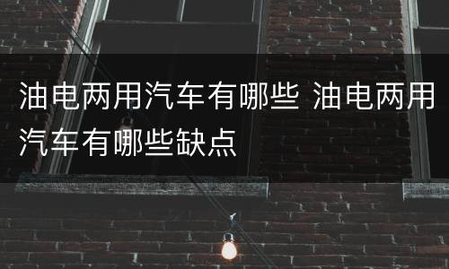 油电两用汽车有哪些 油电两用汽车有哪些缺点