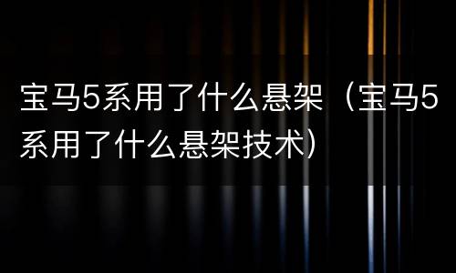 宝马5系用了什么悬架（宝马5系用了什么悬架技术）