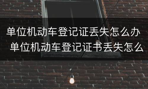 单位机动车登记证丢失怎么办 单位机动车登记证书丢失怎么办