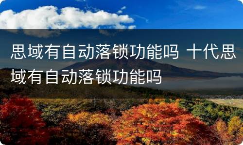 思域有自动落锁功能吗 十代思域有自动落锁功能吗