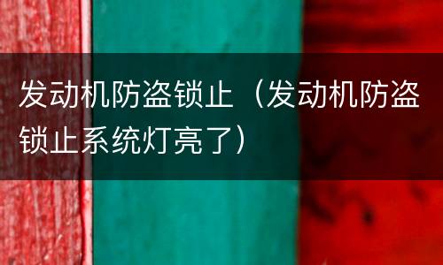 发动机防盗锁止（发动机防盗锁止系统灯亮了）